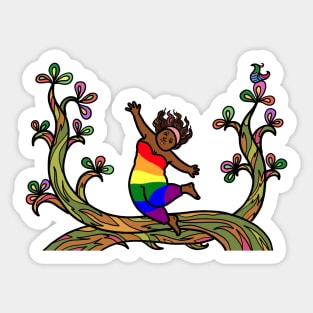 Gay lesbian lgbtq happiness with nature environment. Healthy freedom lifestyle. Sticker